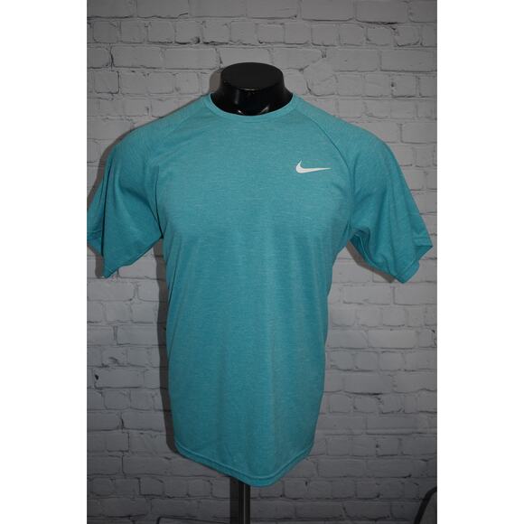 Nike Swimming Sun Gym Shirt Workout Mens Size XL Polyester Dri-Fit UPF 40+ Blue - Picture 2 of 6